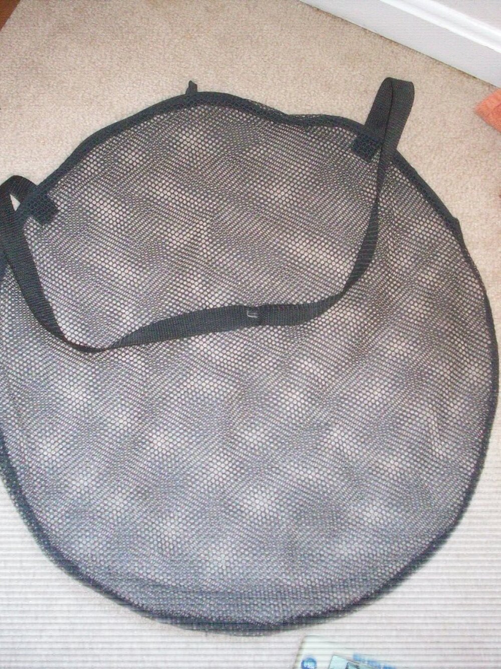 round, collapsible mesh zippered carry storage bag, 22 in diameter